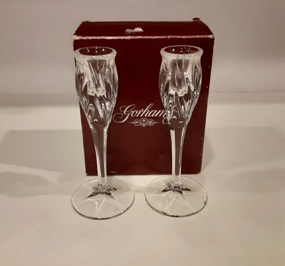 Gorham Crystal Candlesticks Star Blossom made in Germany Elegance Ambiance